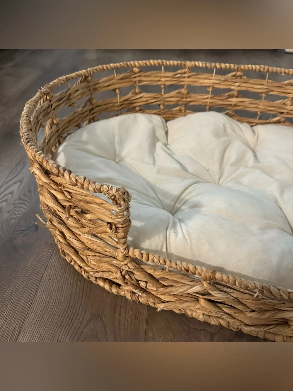 Two Dog Beds – Wicker Boutique Bed + Nandog Plush Bed – Set of